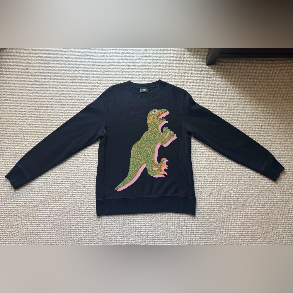 Paul Smith - Black Cotton Sweatshirt with Dinosaur Graphic - Small